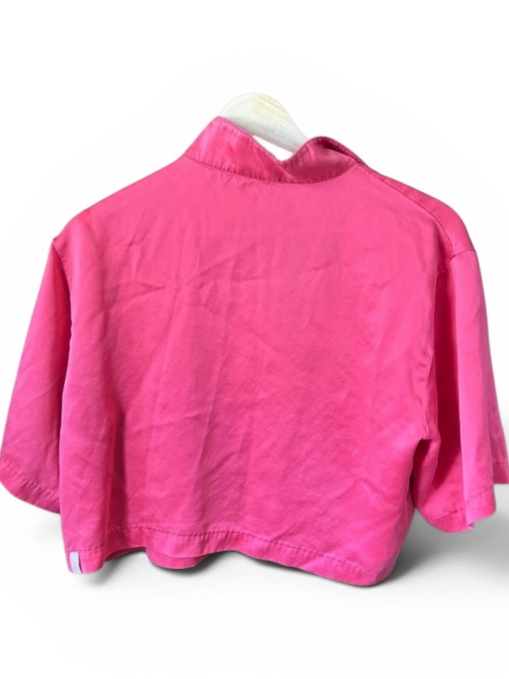 Lunya 100% Washable Mulberry Silk Cropped Button-Front Shirt | Outro Coral | Siz - Picture 4 of 5